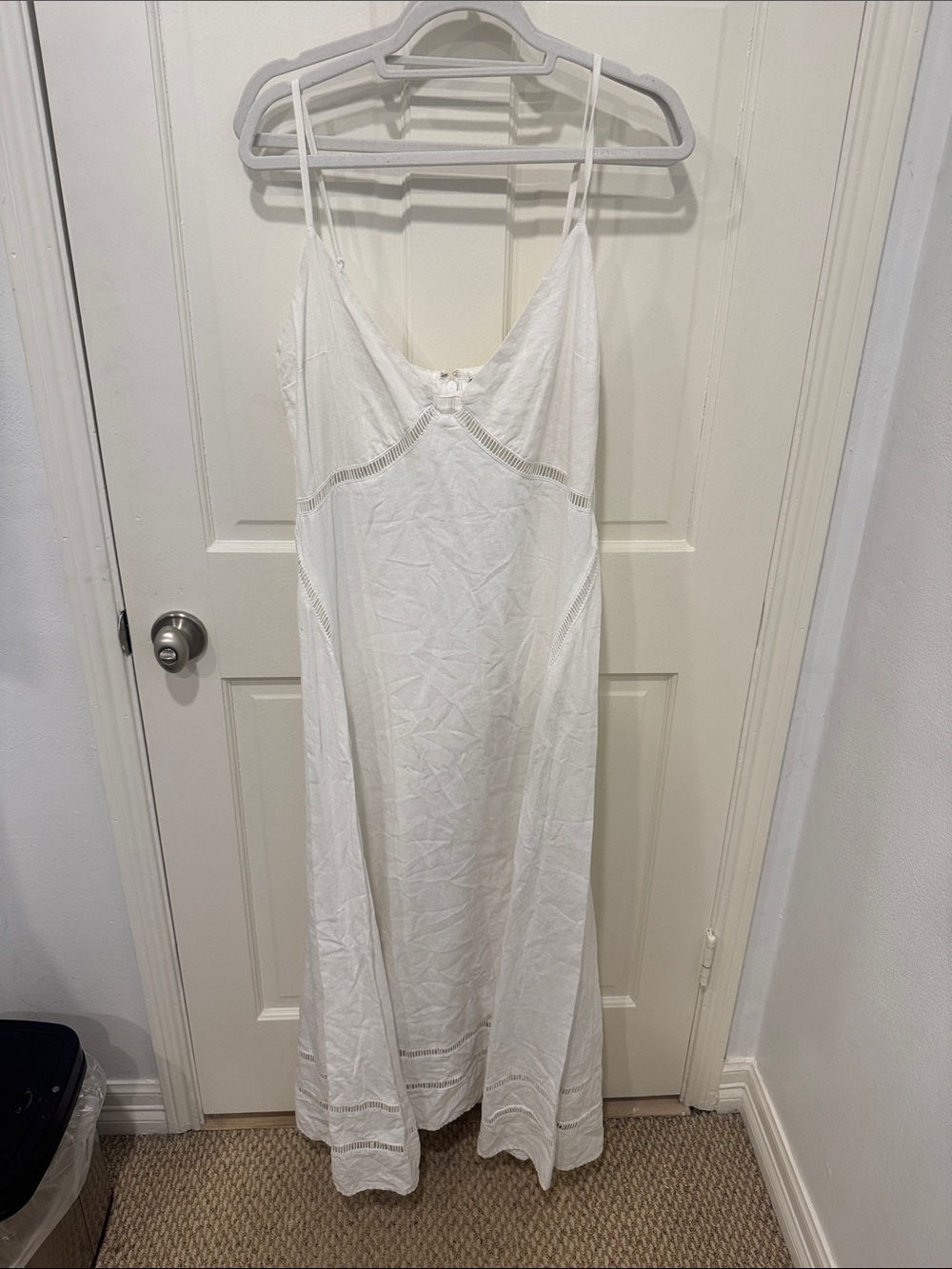 Abercrombie & Fitch White linen Eyelet-Trim Slip Dress